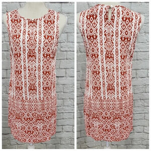 CHICO'S Reddish/Orange White Patterned Sleeveless Tunic Top Sz 0 = Small (4)